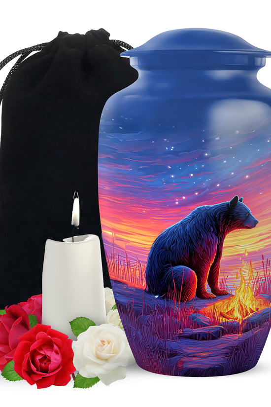 Brown Bear Memorial Urn - Mountain Cremation Urn For Male & Female