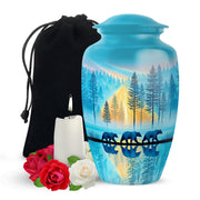 Family Bear Forest Urn - Bule Cremation Urn For Loved Ones