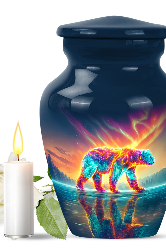 Personalized Magnificent Bear Cremation Urns - Blue 10-inch, 200 cu in - Yatskia