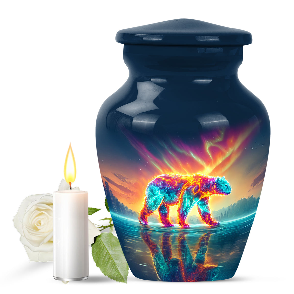 Personalized Magnificent Bear Cremation Urns - Blue 10-inch, 200 cu in - Yatskia