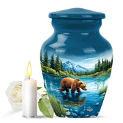 Inspiring Blue Bear Homage Urn for Human Ashes - 10-inch, 200 cu in - Yatskia