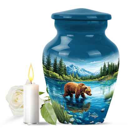 Inspiring Blue Bear Homage Urn for Human Ashes - 10-inch, 200 cu in - Yatskia