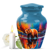 Blue Exquisite Bear Memorial Urn for Ashes - 10-inch, 200 cu in - Yatskia