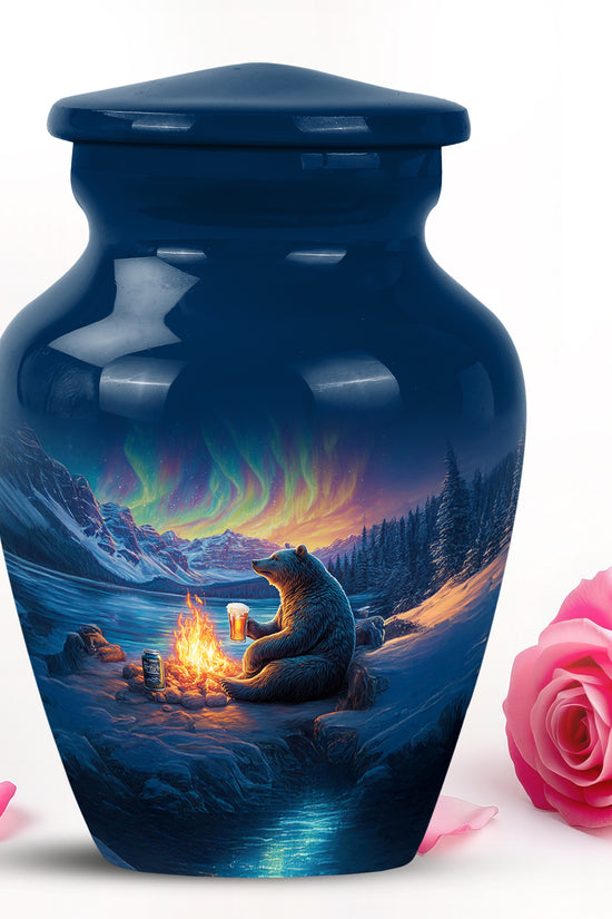 Resplendent Blue Bear Cremation Urn for Ashes - 10-inch, 200 cu in - Yatskia