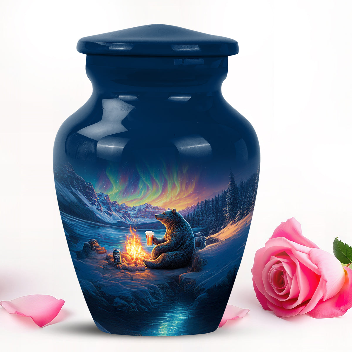 Resplendent Blue Bear Cremation Urn for Ashes - 10-inch, 200 cu in - Yatskia