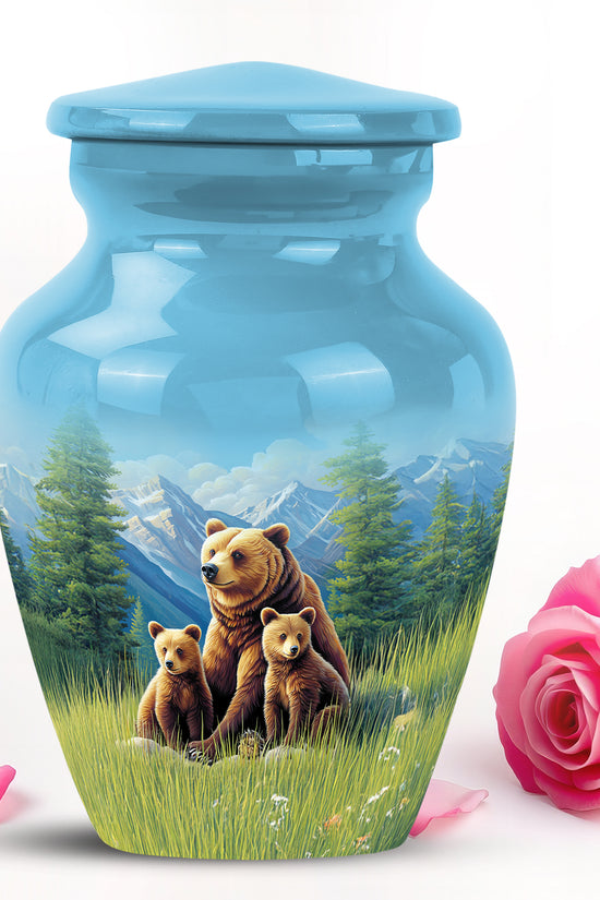 Radiant Bear Memorial Cremation Urns - Blue 10-inch, 200 cu in - Yatskia