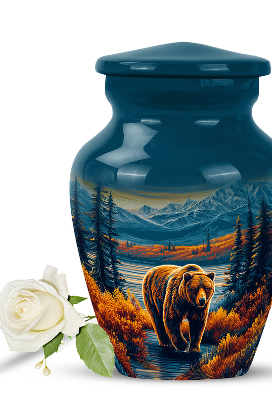 Blue Beloved Bear Cremation Urns for Human Ashes - 10-inch, 200 cu in - Yatskia