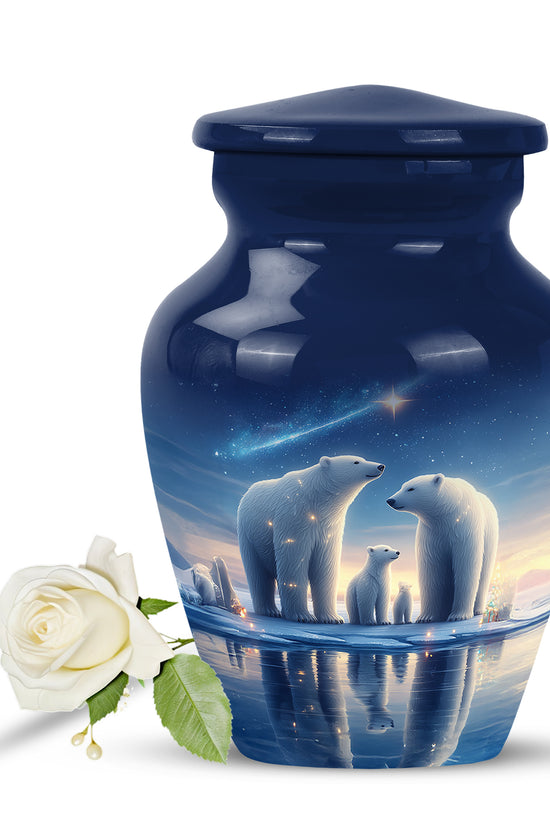 Illustrious Bear Memorial Cremation Urns - Blue 10-inch, 200 cu in - Yatskia