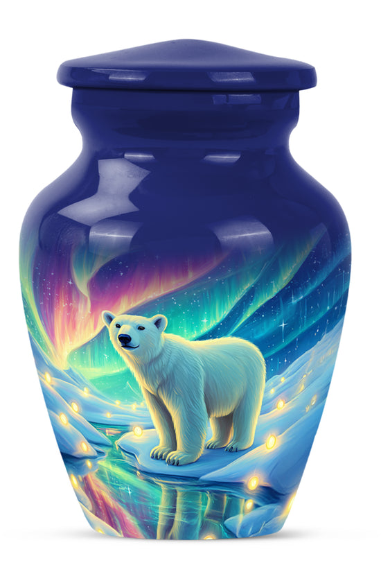 Radiant Bear Memorial Cremation Urns - Blue 10-inch, 200 cu in - Yatskia
