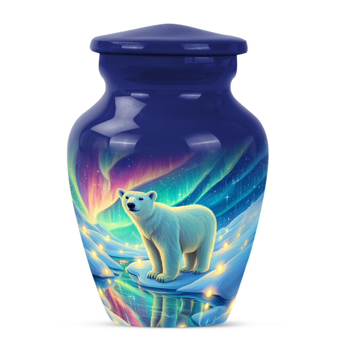 Radiant Bear Memorial Cremation Urns - Blue 10-inch, 200 cu in - Yatskia