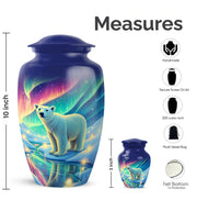 Twilight Blue Bear Cremation Urn close-up of engraving and surface detail - traditional bear engraving with hand-polished finish - mini keepsake memorial for portion of cremation ashes
