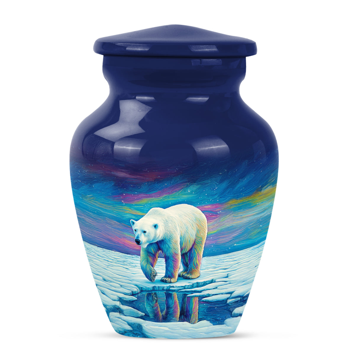 Blue Stately Bear Cremation Urns for Human Ashes - 10-inch, 200 cu in - Yatskia