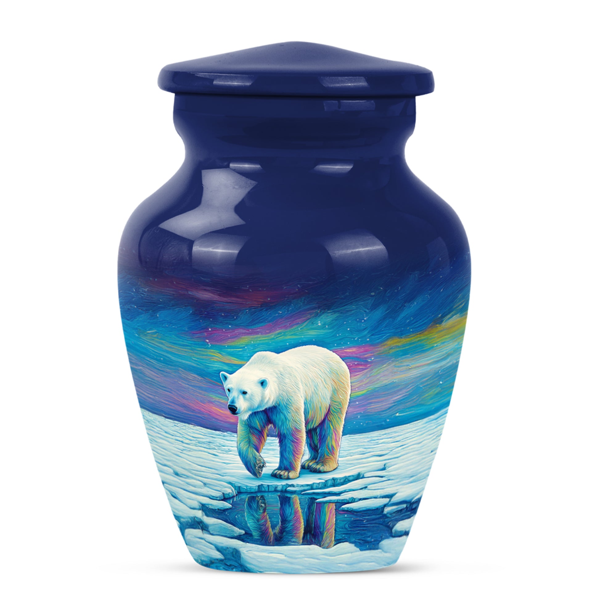 Blue Stately Bear Cremation Urns for Human Ashes - 10-inch, 200 cu in - Yatskia