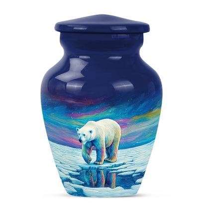 Blue Stately Bear Cremation Urns for Human Ashes - 10-inch, 200 cu in - Yatskia
