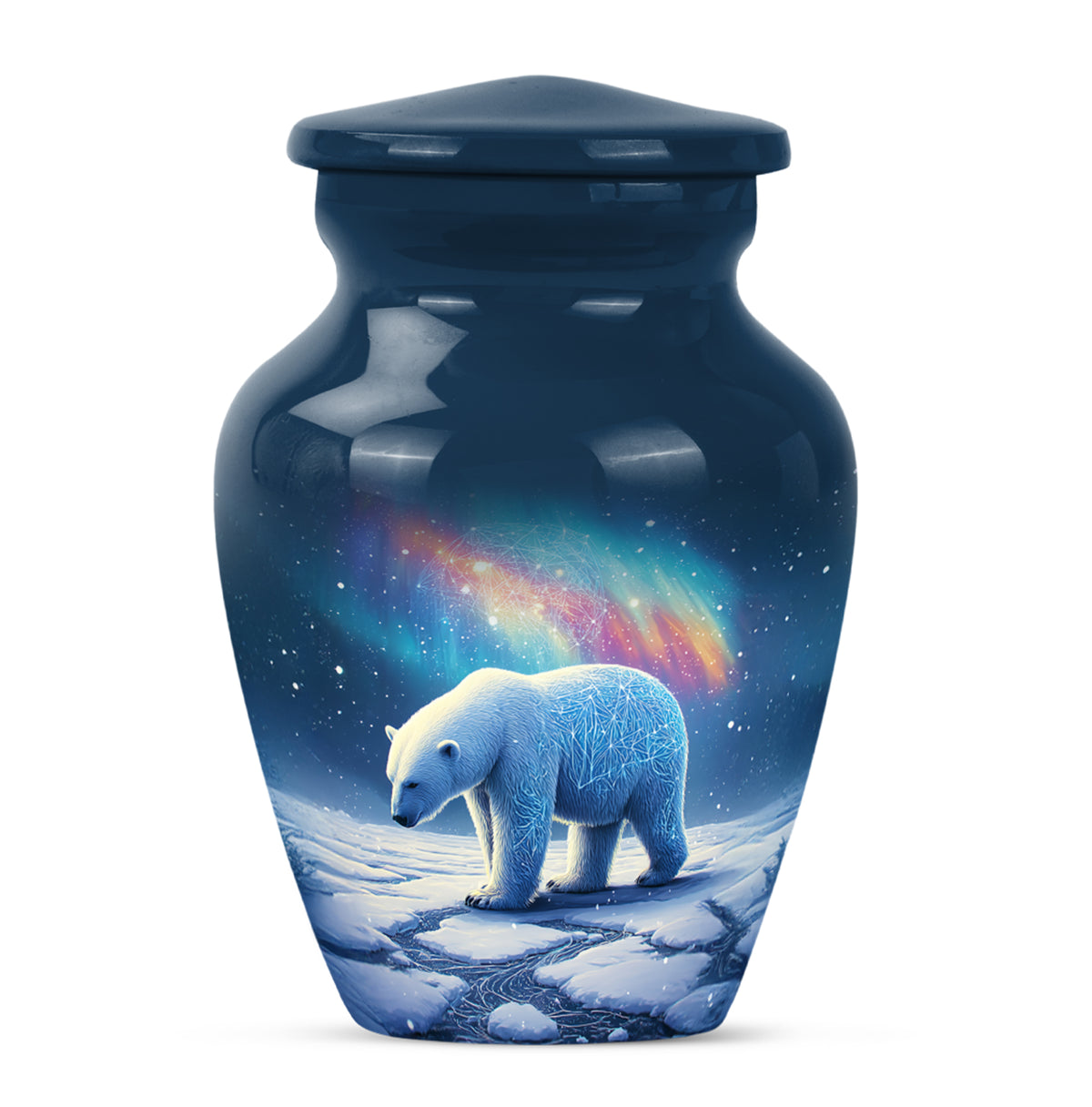 Personalized Blue Revered Bear Cremation Urns for Human Ashes - 10-inch, 200 cu in - Yatskia