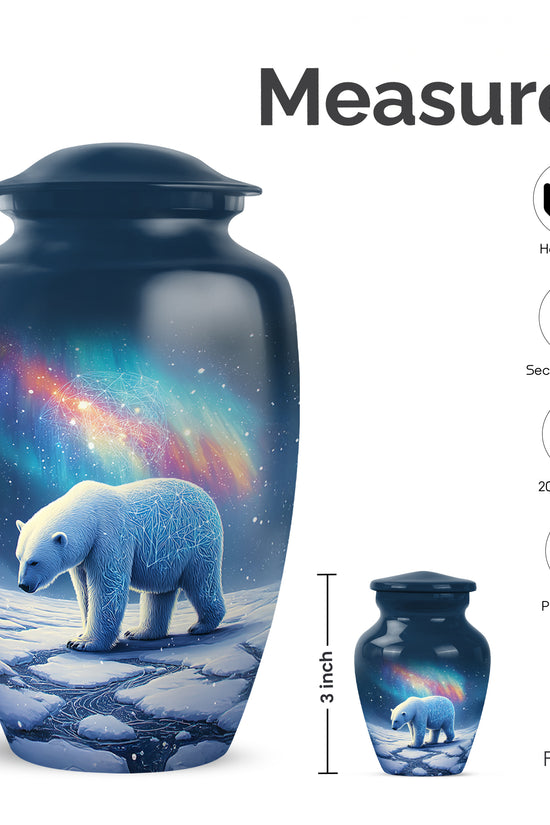 Serene Blue Bear Cremation Urn close-up of engraving and surface detail - traditional bear engraving with hand-polished finish - mini keepsake memorial for portion of cremation ashes