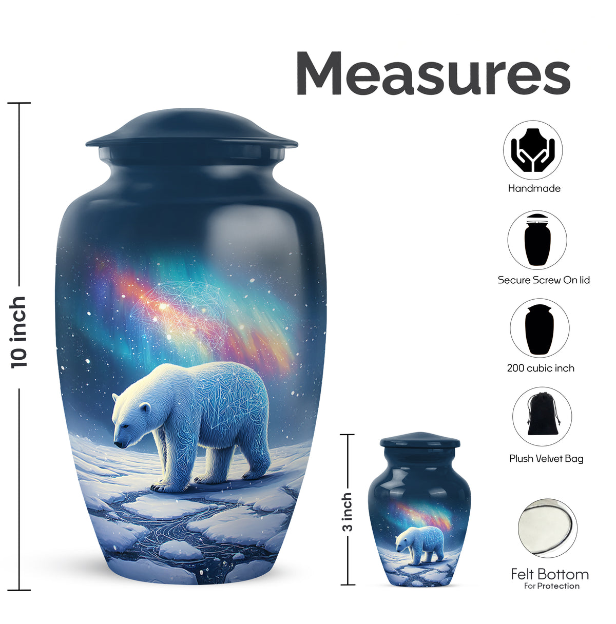 Serene Blue Bear Cremation Urn close-up of engraving and surface detail - traditional bear engraving with hand-polished finish - mini keepsake memorial for portion of cremation ashes