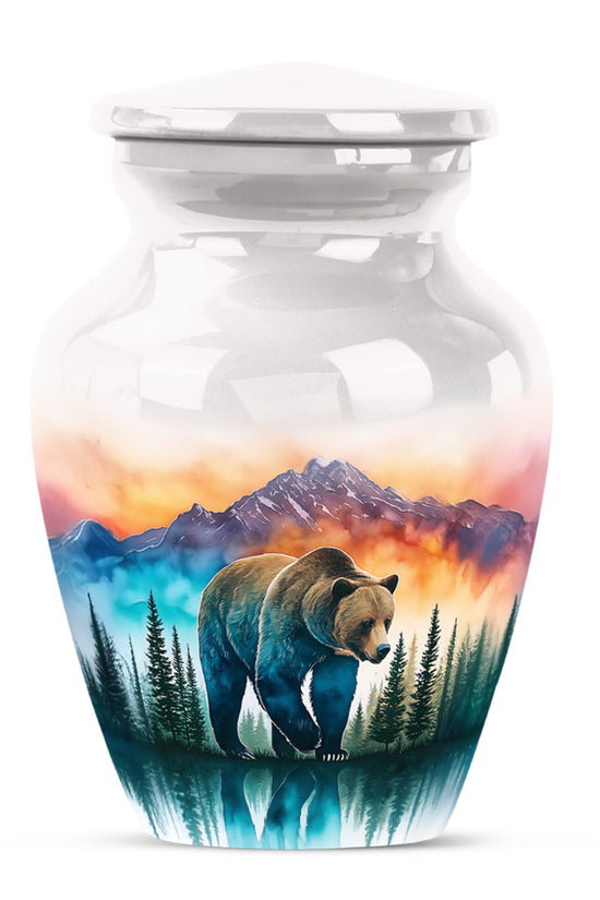 Remarkable Bear Memorial Cremation Urns - Silver 10-inch, 200 cu in - Yatskia