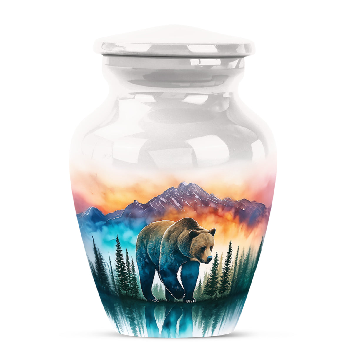 Remarkable Bear Memorial Cremation Urns - Silver 10-inch, 200 cu in - Yatskia
