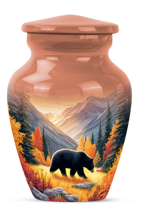 Personalized Gold Steadfast Bear Cremation Urns for Human Ashes - 10-inch, 200 cu in - Yatskia