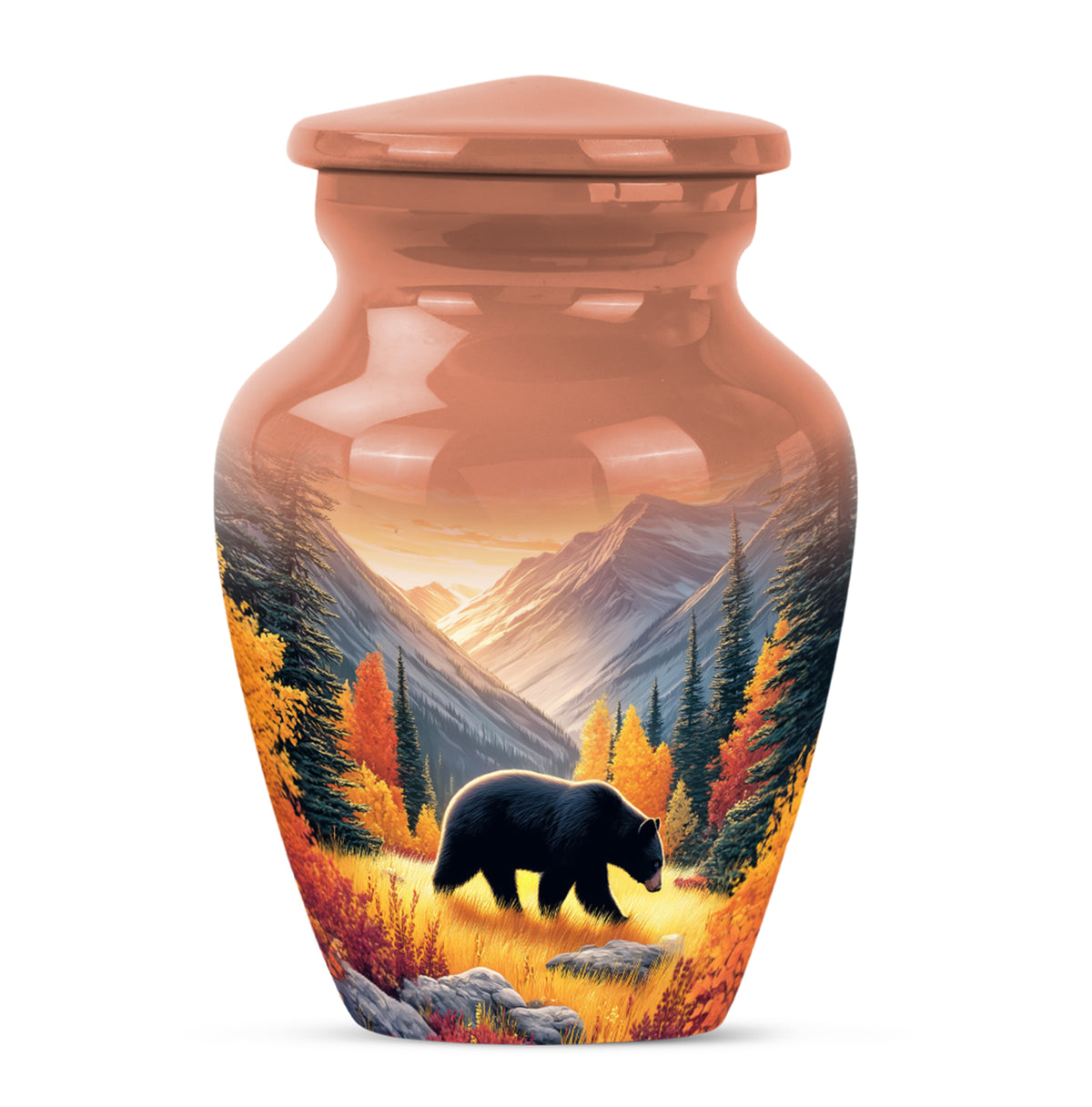 Personalized Gold Steadfast Bear Cremation Urns for Human Ashes - 10-inch, 200 cu in - Yatskia