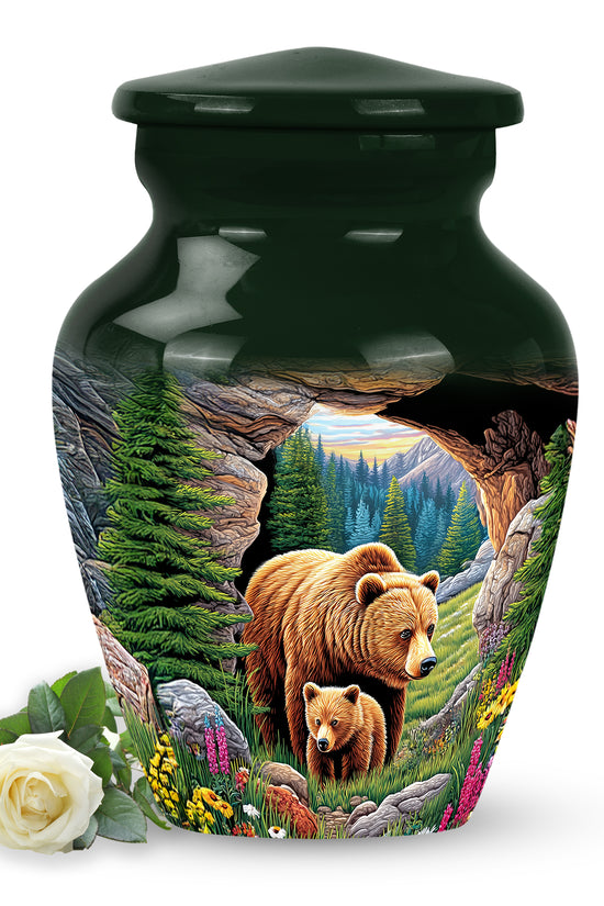 Ethereal Bear Memorial Cremation Urns - Green 10-inch, 200 cu in - Yatskia