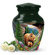 Ethereal Bear Memorial Cremation Urns - Green 10-inch, 200 cu in - Yatskia