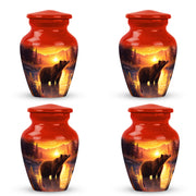 Fiery Red Bear Cremation Urn side profile showing urn shape - traditional bear engraving with hand-polished finish - 10 inch aluminum urn for cremated remains