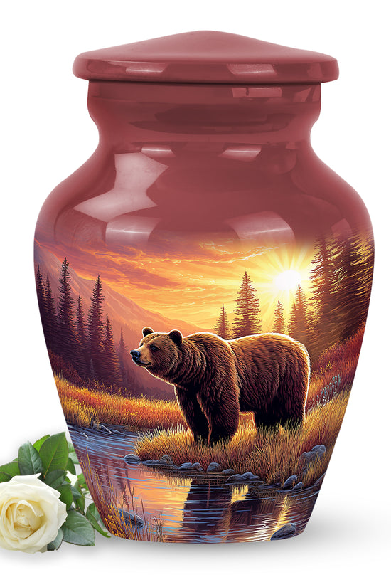 Personalized Refined Bear Cremation Urns - Red 10-inch, 200 cu in - Yatskia