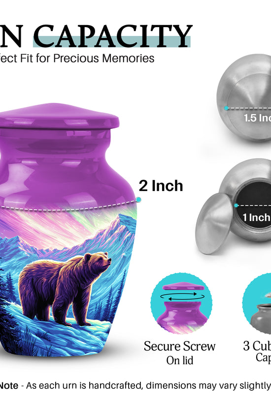 Dusty Pink Bear Cremation Urn close-up of engraving and surface detail - traditional bear engraving with hand-polished finish - mini keepsake memorial for portion of cremation ashes