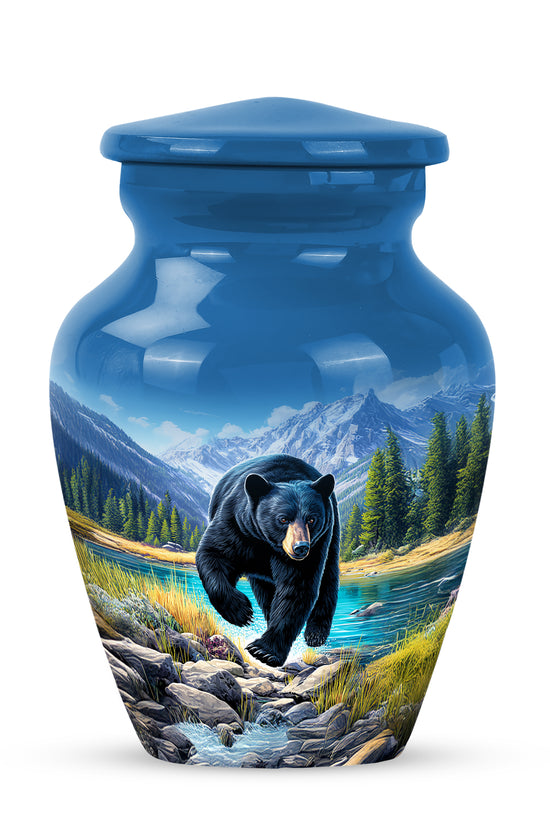 Blue Resounding Bear Memorial Urn for Ashes - 10-inch, 200 cu in - Yatskia