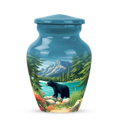 Resplendent Blue Bear Cremation Urn for Ashes - 10-inch, 200 cu in - Yatskia