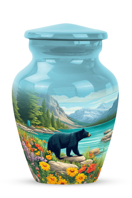 Distinguished Teal Bear Cremation Urn for Ashes - 10-inch, 200 cu in - Yatskia