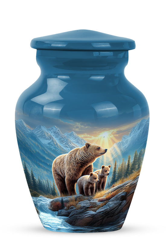 Harmonious Bear Cremation Urns for Human Ashes - Blue 10-inch - Yatskia