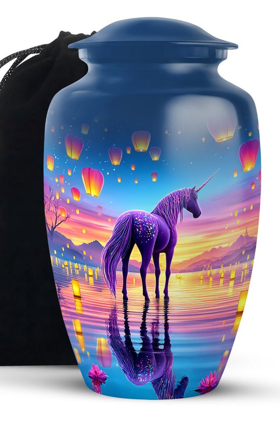 Sunset Unicorn Funeral Urn - Lantern Memorial Urn For Mother & Father