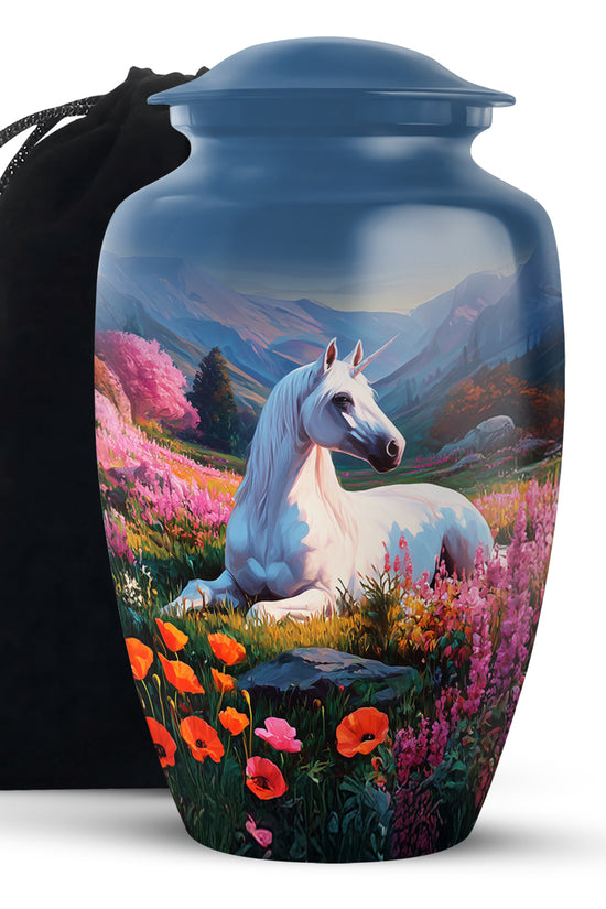 Nature Unicorn Cremation Urn – Flower Field Memorial Urn For Ashes