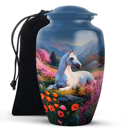 Nature Unicorn Cremation Urn – Flower Field Memorial Urn For Ashes
