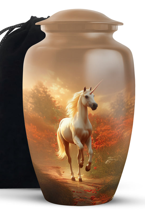 Golden Unicorn Funeral Urn - Forest Memorial Urn For Loved Ones Ashes