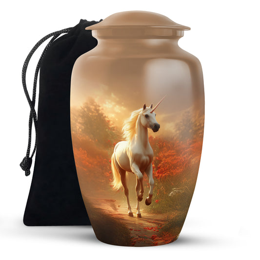 Golden Unicorn Funeral Urn - Forest Memorial Urn For Loved Ones Ashes