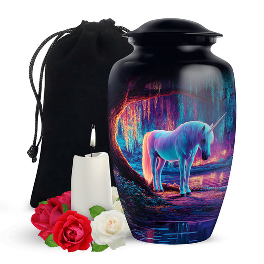 Neon Forest Unicorn Urn - Memorial Urn For Mother & Father