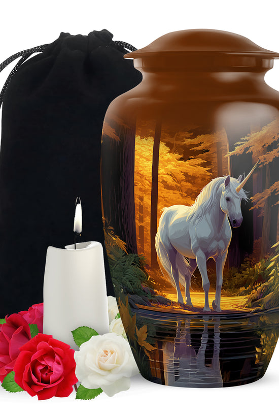 Unicorn Memorial Urn - Autumn Forest Cremation Urn For Adults Ashes