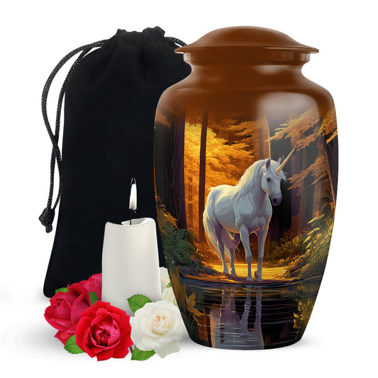 Unicorn Memorial Urn - Autumn Forest Cremation Urn For Adults Ashes