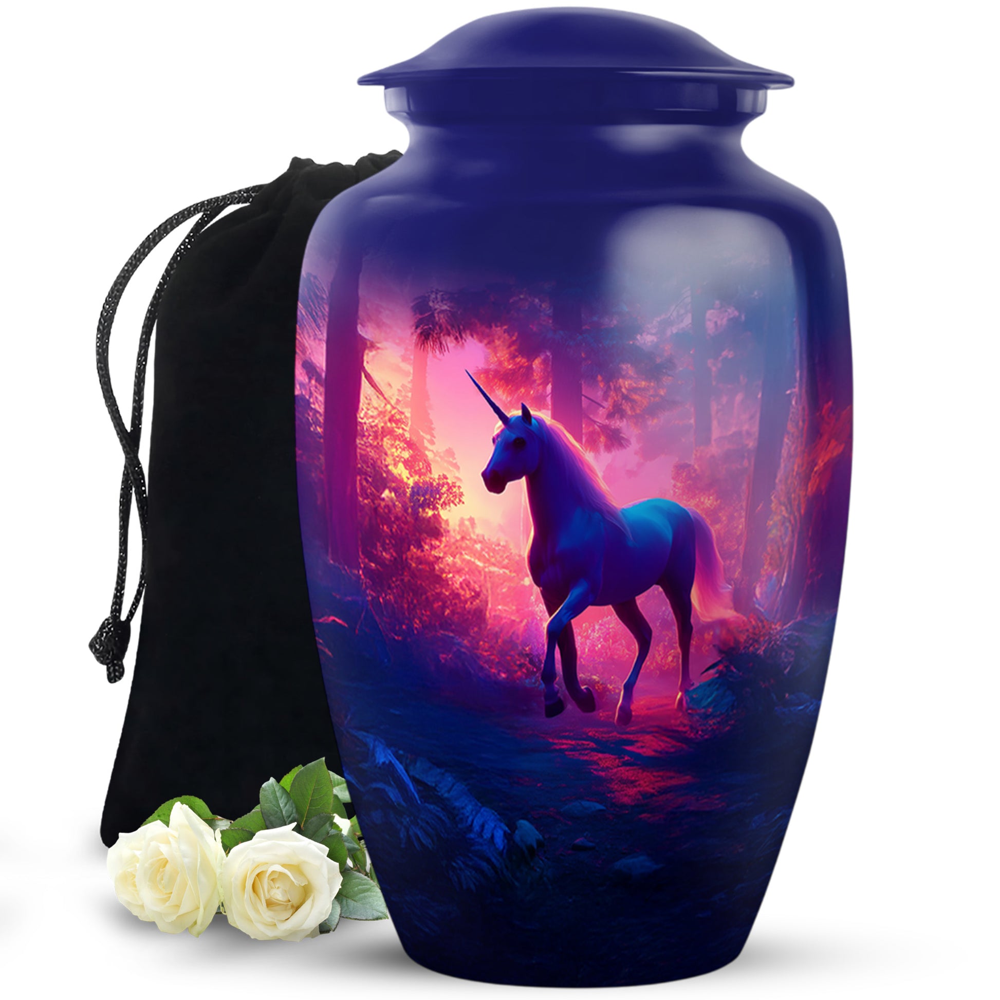 Unicorn Forest Funeral Urn - Neon Aluminium Urn For Human Ashes