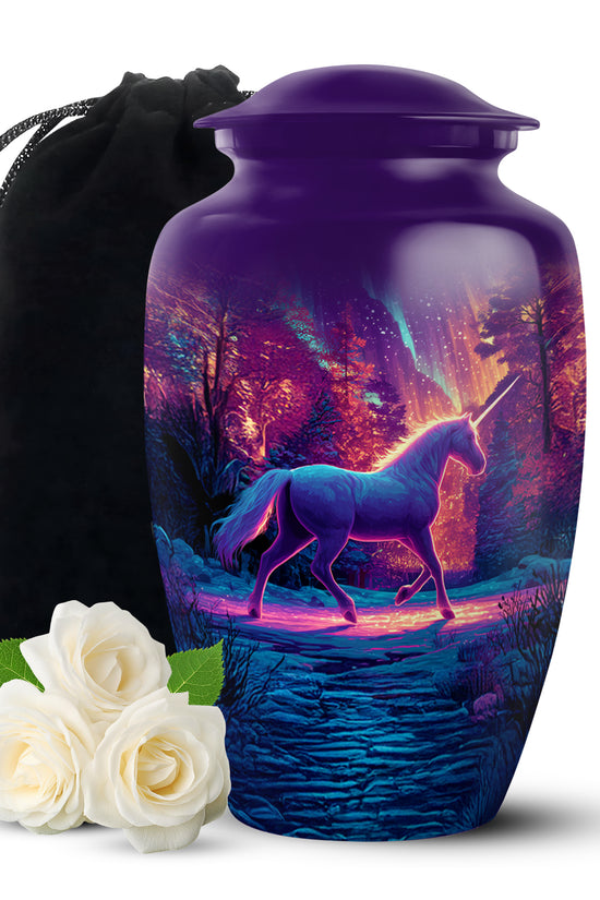 Purple Unicorn Cremation Urn - Fantasy Memorial Urn For Adult Ashes