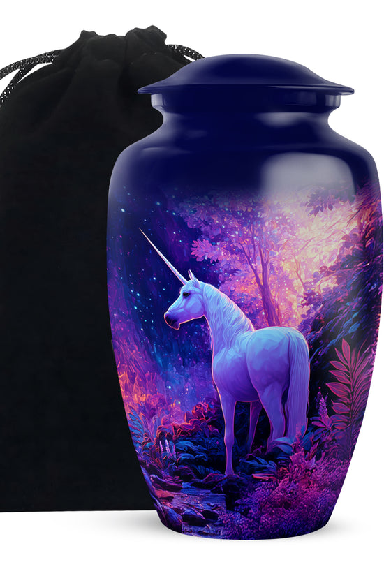 Magical Unicorn Memorial Urn - Forest Funeral Urn For Adult Ashes