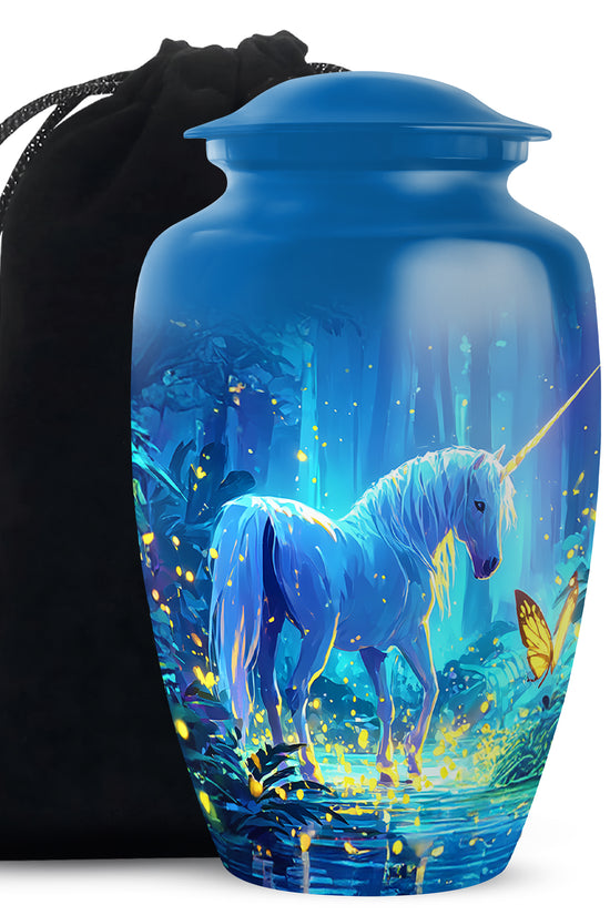 Mystical Unicorn Funeral Urn - Beautiful Forest Memorial Urn For Human Ashes