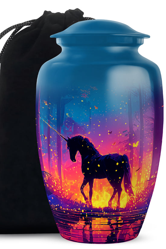 Fire Unicorn Memorial Urn - Forest Funeral Cremation Urn For Adult Ashes
