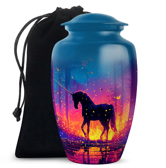 Fire Unicorn Memorial Urn - Forest Funeral Cremation Urn For Adult Ashes