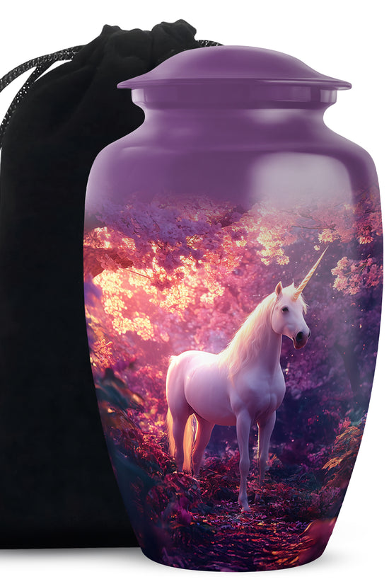 Magical Unicorn Memorial Urn - Blossom Forest Cremation Urn For Loved One