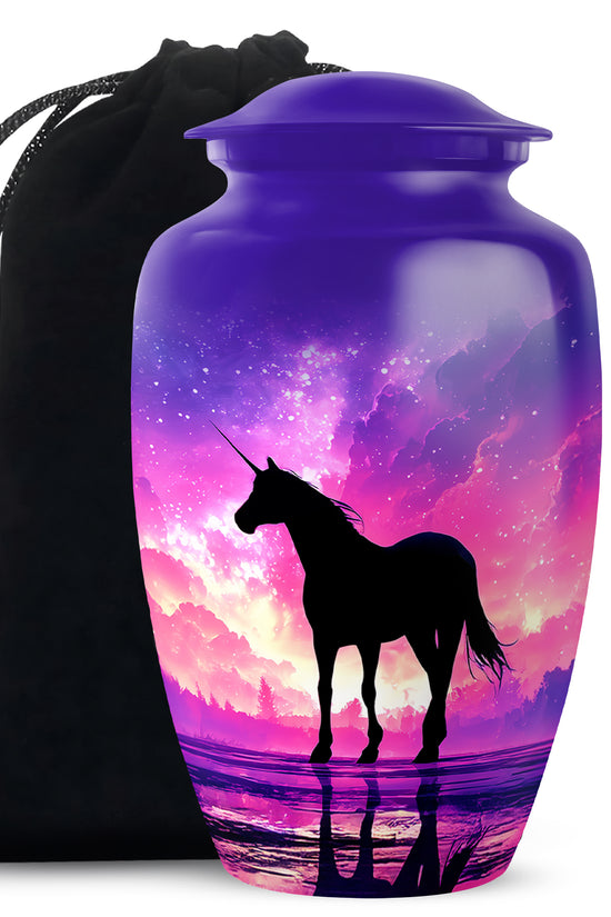 Galaxy Unicorn Cremation Urn - Fantasy Night Sky Memorial Urn For Burial